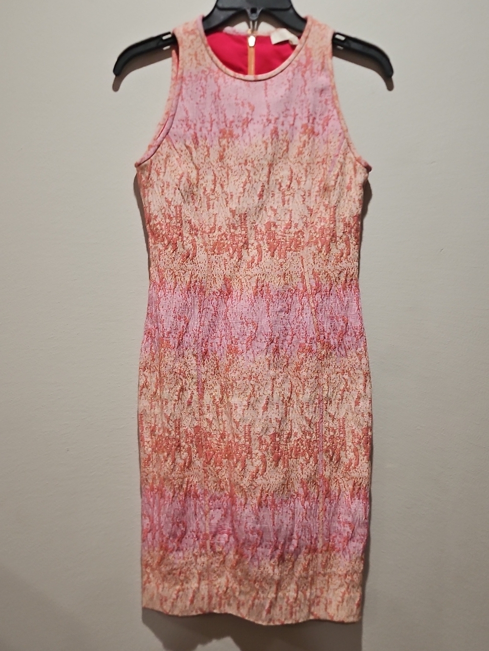 Etcetera Pink & Peach Textured Sleeveless Sheath Dress size 00